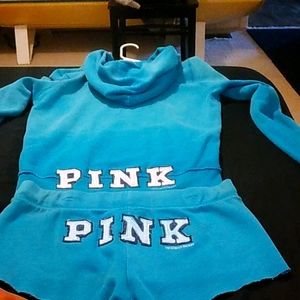 Pink byVictoria secret rare hoodie and shorts set.size medium,offers welcome!